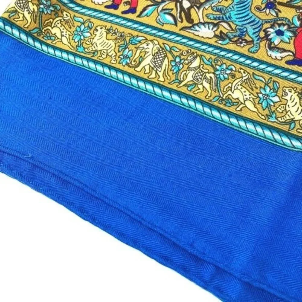 HERMES CHASSE EN INDE Indian Hunting Calle Jean 140 Large Shawl Stole Scarf - Picture 11 of 12